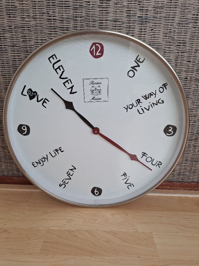 Riviera Maison klok, Huis en Inrichting, Woonaccessoires | Klokken, Ophalen, Zo goed als nieuw, Wandklok