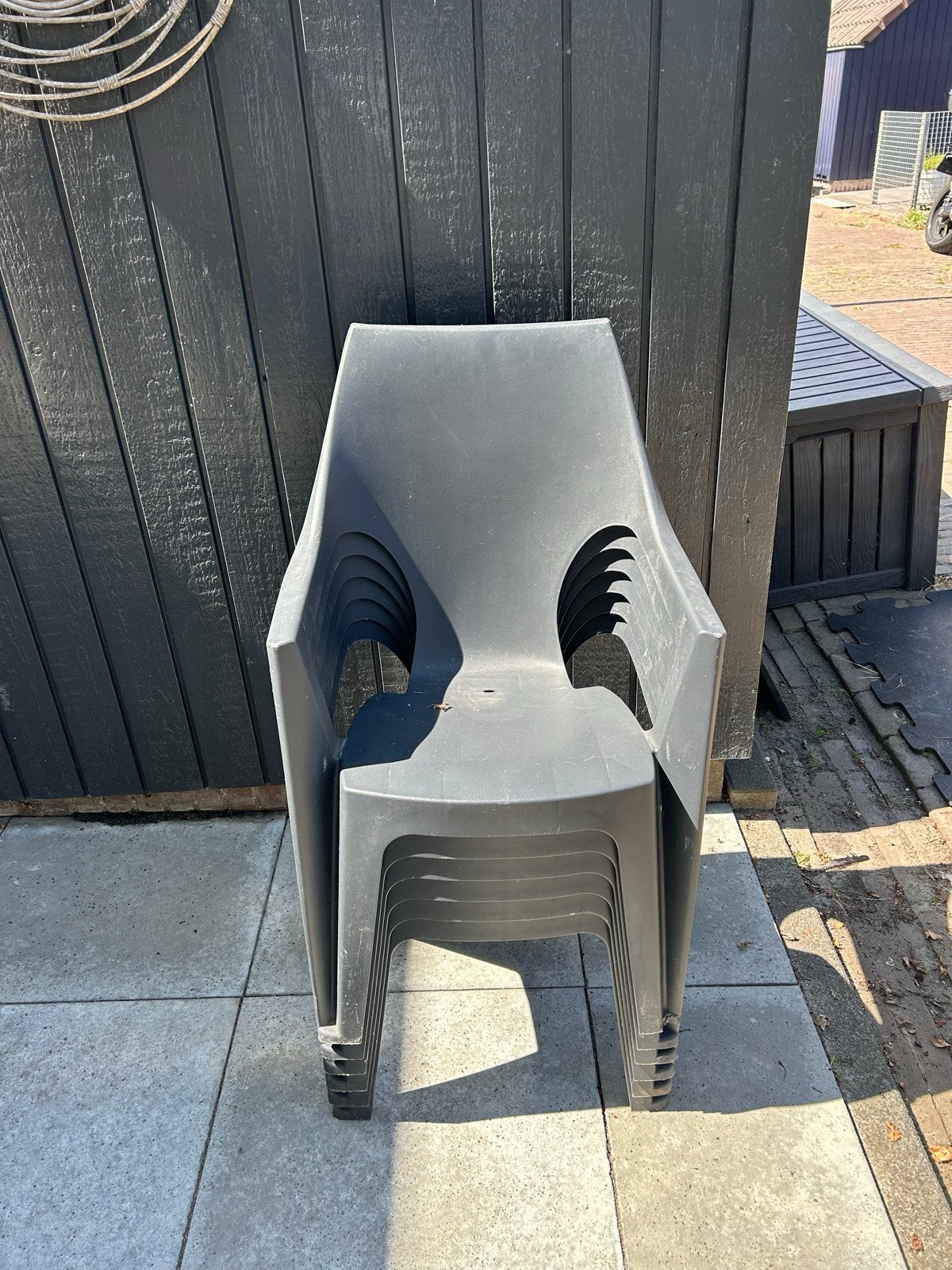 Stapelbare tuinstoelen van kunststof - 6 stuks, Tuin en Terras, Tuinstoelen, Ophalen, Gebruikt, Kunststof, Stapelbaar