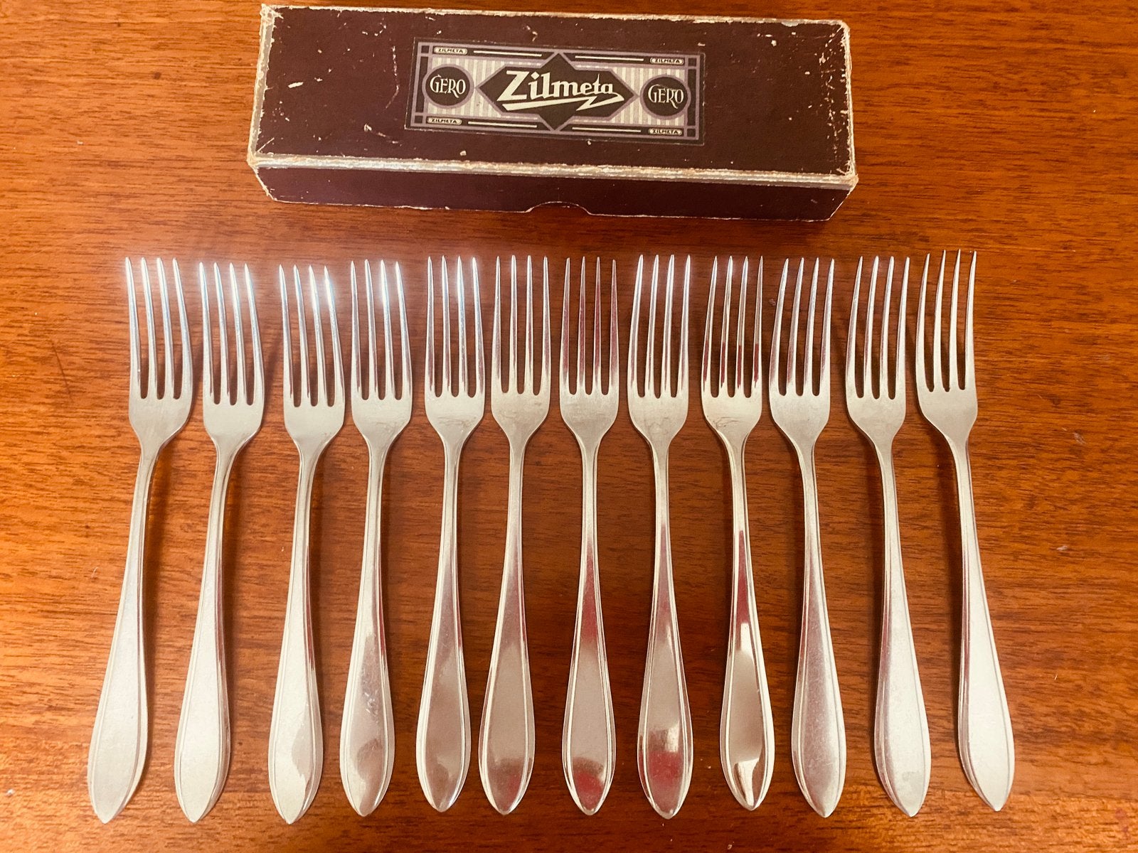 Gero Zilmeta 12 puntfilet 718 dessertvorken, Antiek en Kunst, Ophalen of Verzenden