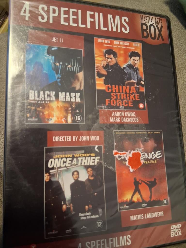 Martial Arts Box: 4 Speelfilms (Jet Li, John Woo), Cd's en Dvd's, Vanaf 16 jaar, Boxset, Ophalen of Verzenden, Nieuw in verpakking