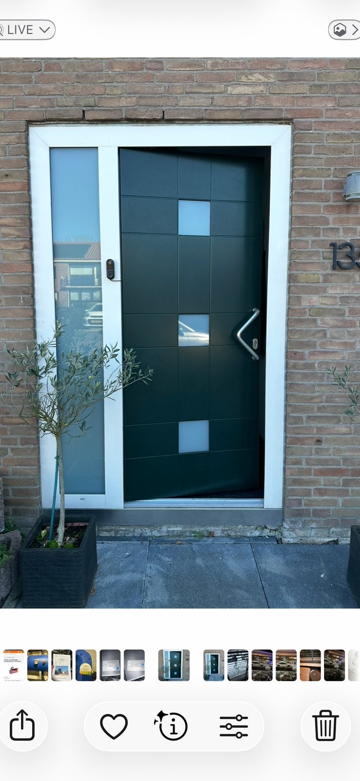 Buitendeur met kozijn en glas - Zo goed als nieuw, Doe-het-zelf en Verbouw, Ophalen, 120 cm of meer, 200 tot 215 cm, Hout