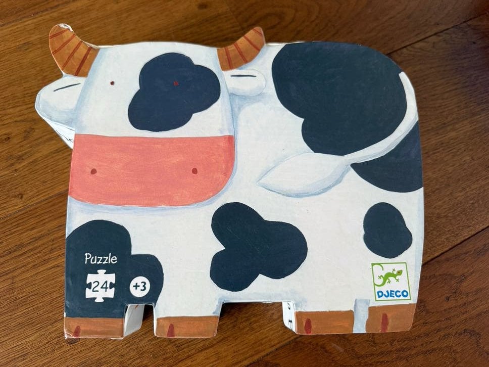 Leuke puzzel van Djeco: Koeien op de boerderij, Ophalen, 10 tot 50 stukjes, Gebruikt, 2 tot 4 jaar
