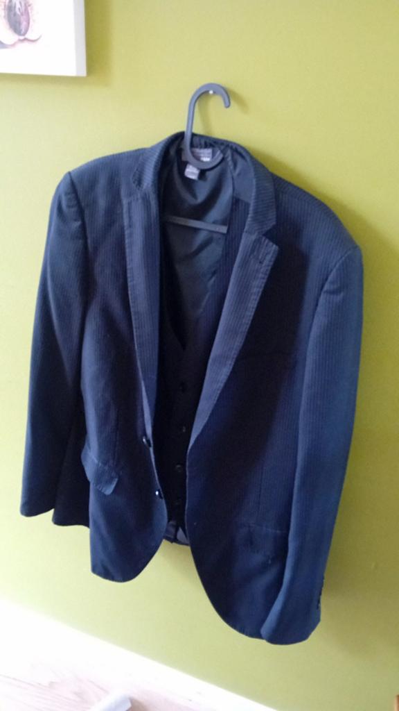 Heren Colbert met gilet zwart met streepje, Ophalen of Verzenden, Zo goed als nieuw, Zwart