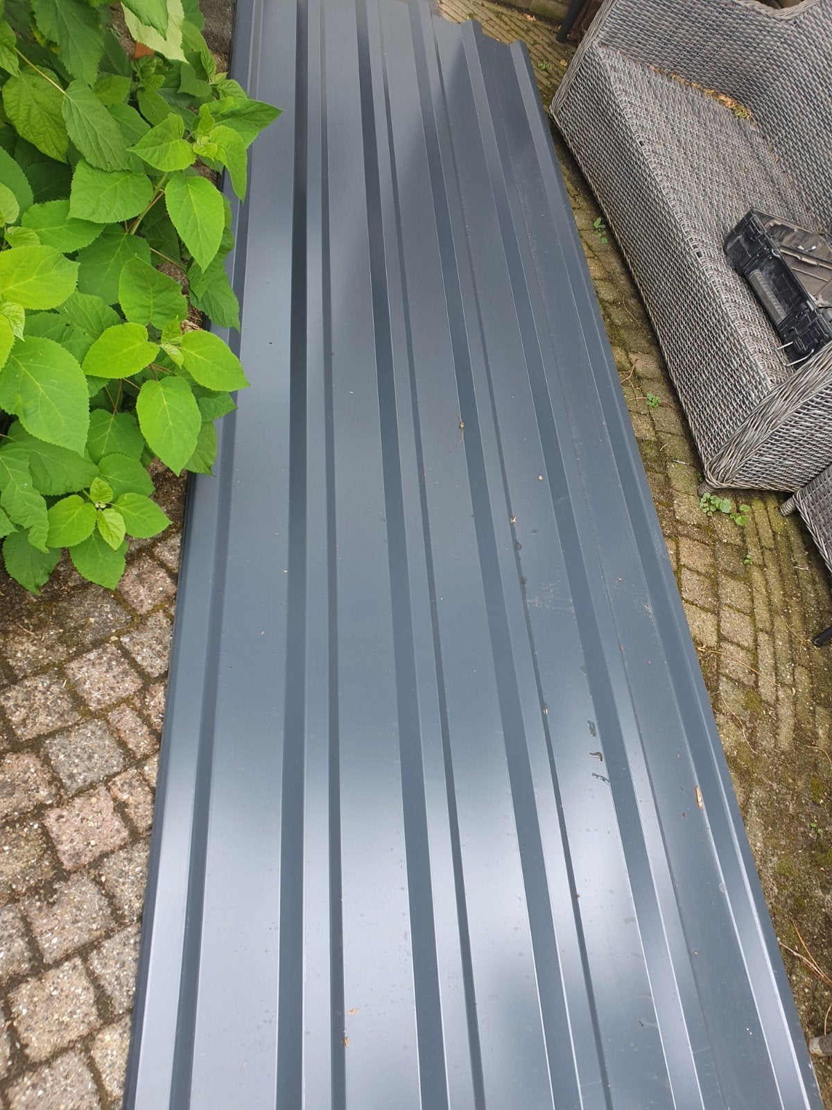 3 stuks damwand / dakbedekking 3.50 x 1.00 m, Gebruikt, 15 m² of meer, Metaal, Grijs