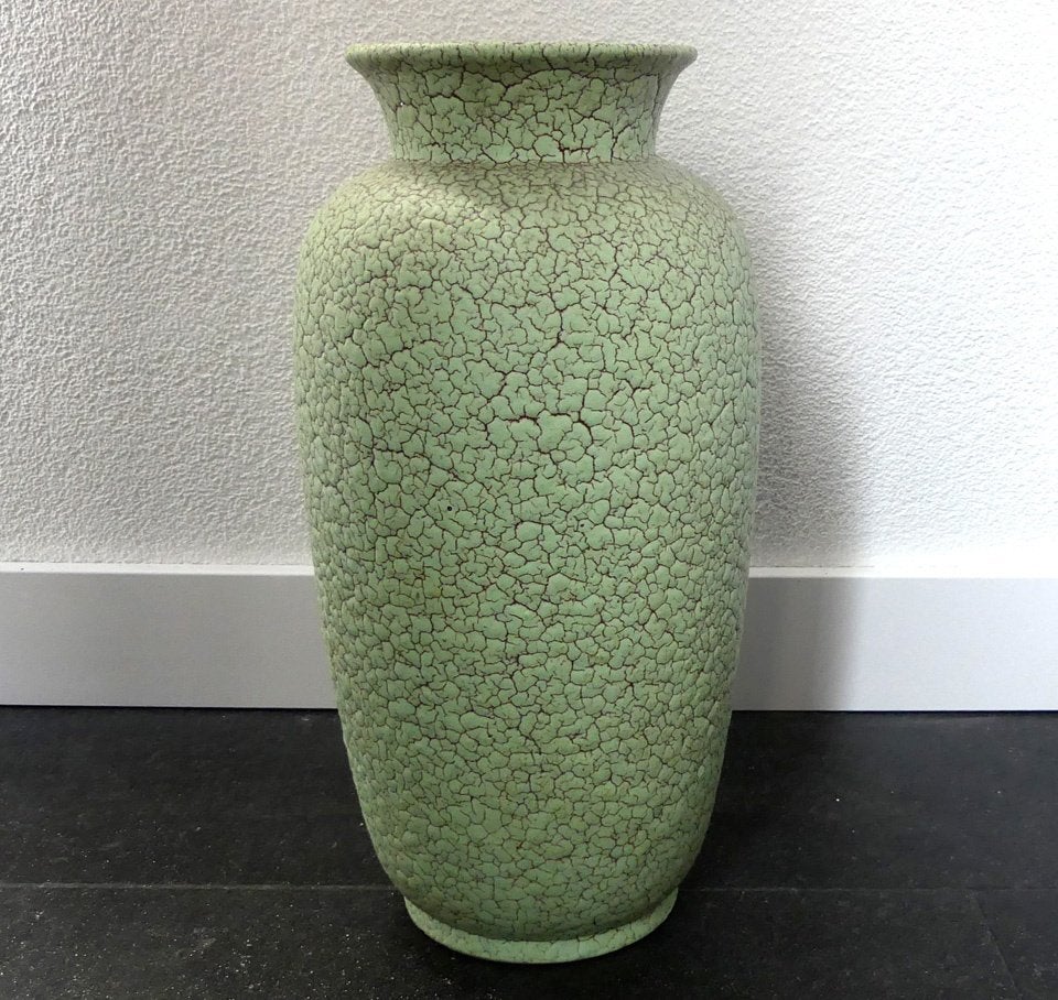 Jasba Cortina groen 566/35 vintage vaas West-Germany, Gebruikt, 35 cm, Ophalen of Verzenden, Steen/keramiek