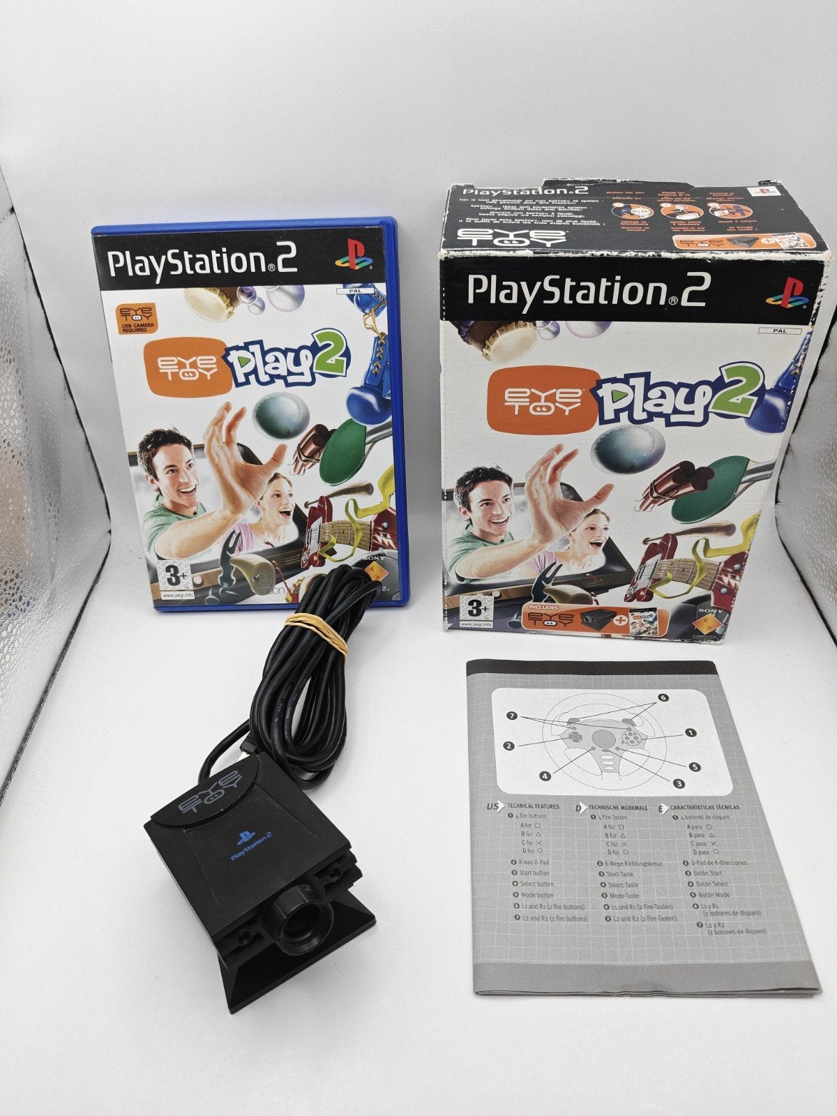 EyeToy Play 2 PlayStation 2 (PS2) met camera en big box, Gebruikt, Overige genres, Eén computer, Ophalen of Verzenden
