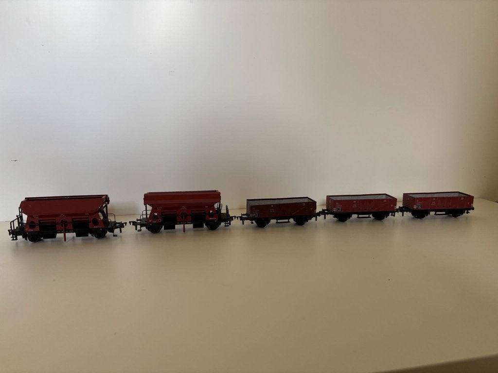 Fleischmann goederenwagons voor kolen (5 stuks), Wisselstroom, Gebruikt, Fleischmann, Wagon