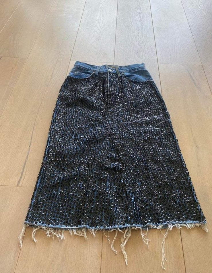 Levi s rok pailletten S nieuwstaat, Blauw, Ophalen of Verzenden, Zo goed als nieuw, Maat 36 (S)