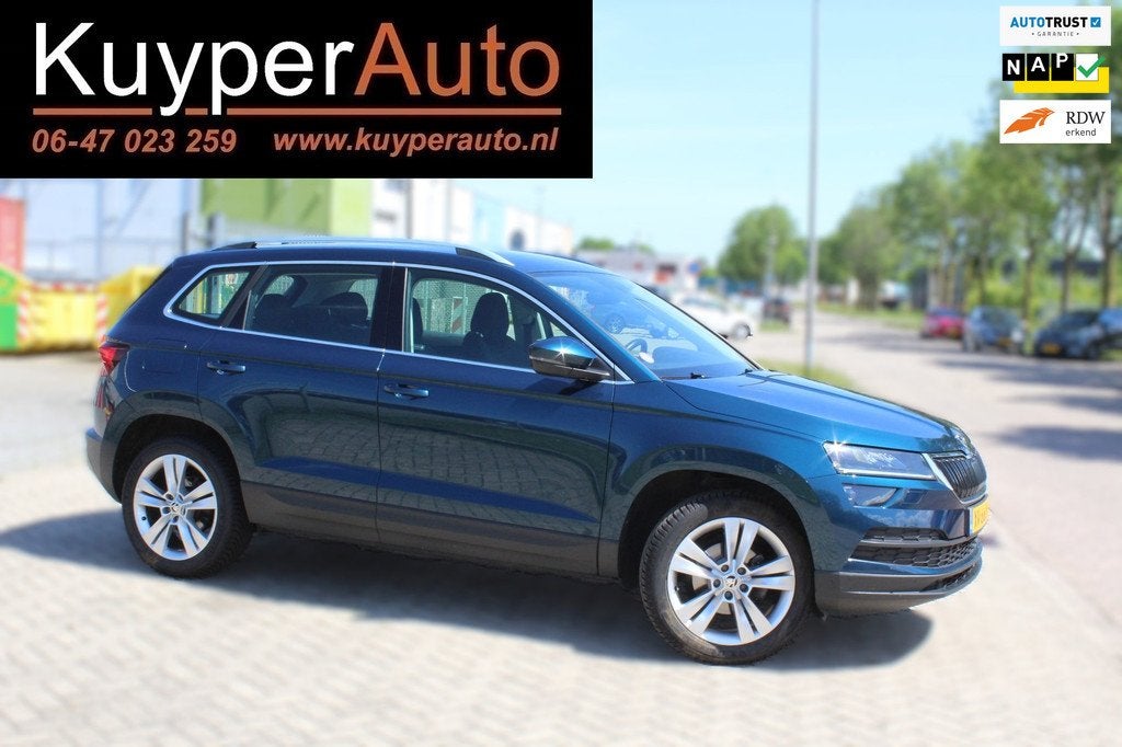 Skoda Karoq 1.0 TSI Style NETTE VOLLE AUTO nap AFNEEMBARE TR, Voorwielaandrijving, Gebruikt, Euro 6, Blauw