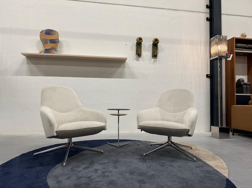 2 Nieuw Leolux Lanah Draai fauteuils stof Design stoel, Leolux, Nieuw, 75 tot 100 cm, Ophalen of Verzenden
