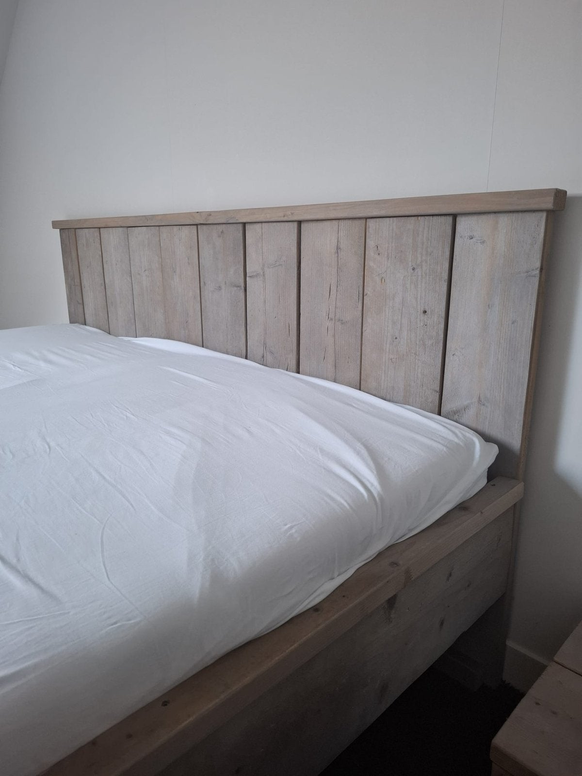 Steigerhouten bed elektrisch verstelbaar, Ophalen, Verstelbaar, 210 cm, Steigerhout