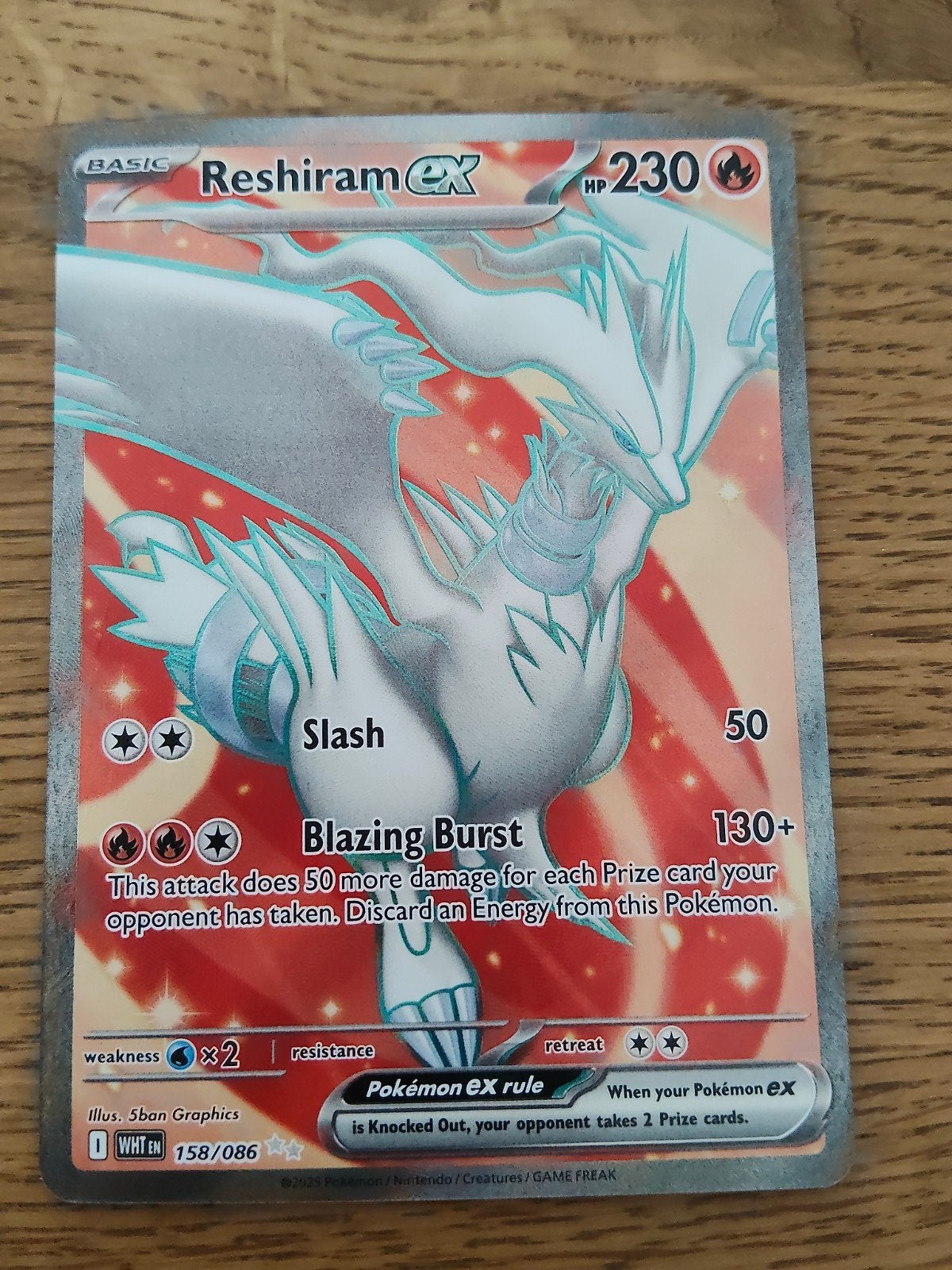 Reshiram ex full art, Hobby en Vrije tijd, Verzamelkaartspellen | Pokémon, Ophalen of Verzenden, Zo goed als nieuw, Losse kaart
