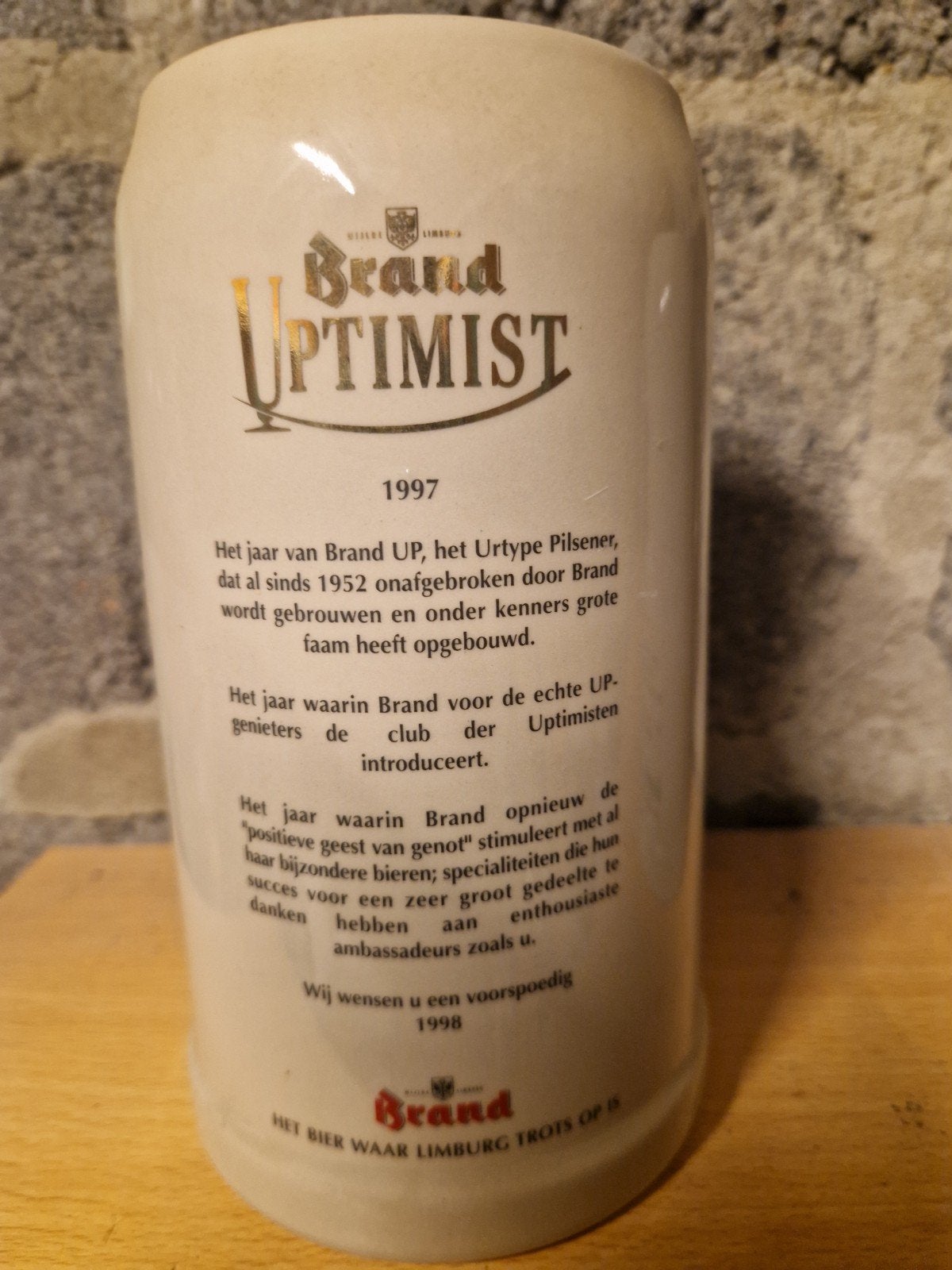 Brand Uptimist Bierpul 1997 - Collectors Item, Verzamelen, Ophalen