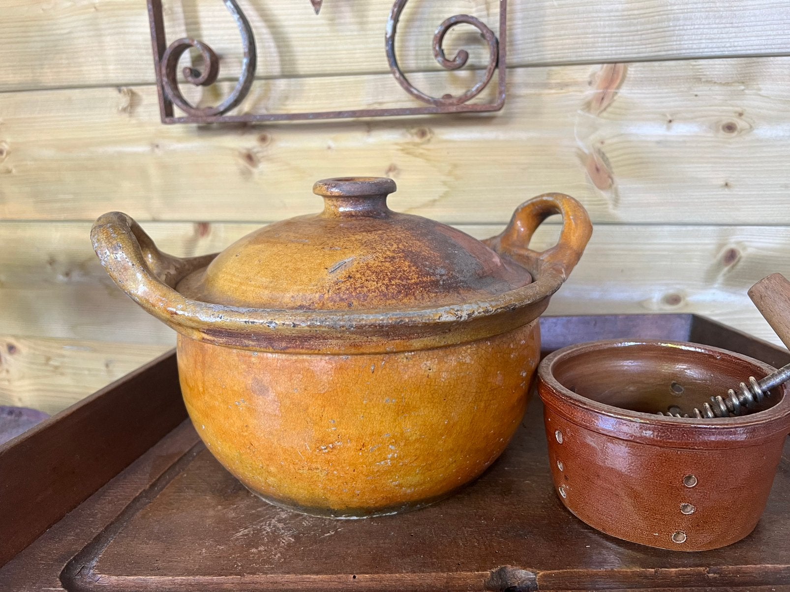 Franse aardewerk stoofpot, tripiere, terrine met deksel, Ophalen