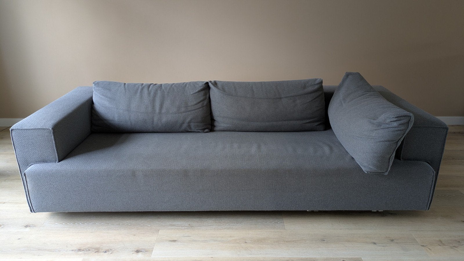 Grijze wollen bank van Eijerkamp - 257x106x65 cm, Ophalen, 250 tot 300 cm, Gebruikt, 100 tot 125 cm