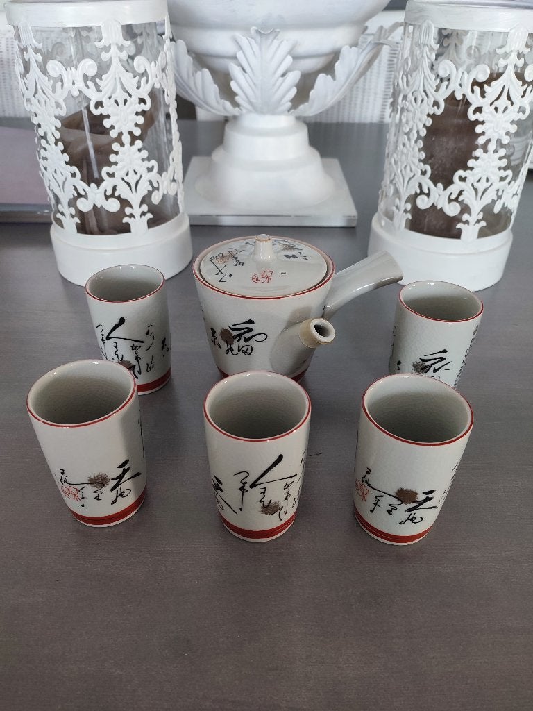 Vintage Japans Theeservies Douwe Egberts – Jaren '80, Huis en Inrichting, Gebruikt, Overige merken, Ophalen of Verzenden, Kop(pen) en/of Schotel(s)