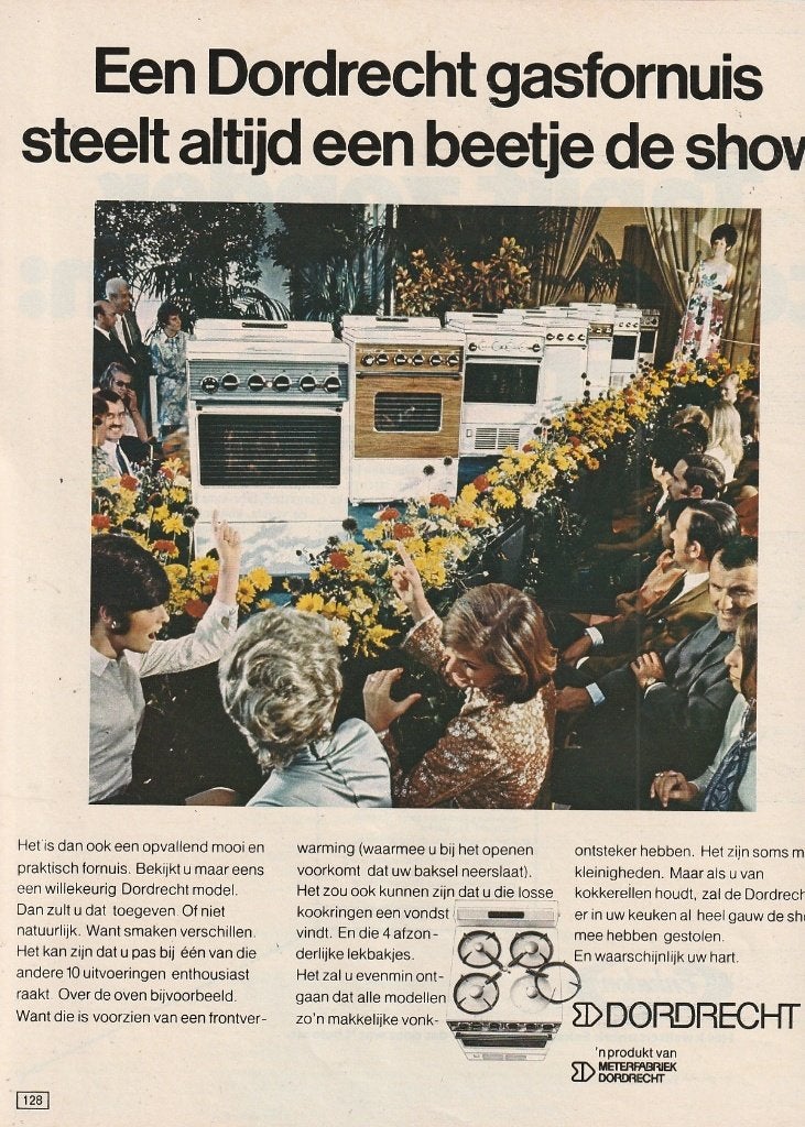 Retro reclame 1971 Dordrecht fornuis opvallend mooi, Verzenden, Overige typen
