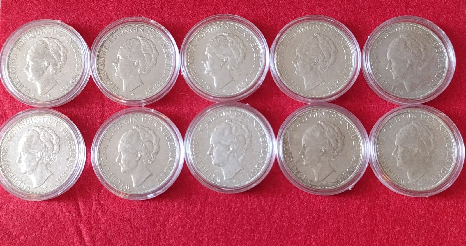 Tien Wilhelmina rijksdaalders (1930-1939), Setje, Zilver, Ophalen of Verzenden, Koningin Wilhelmina