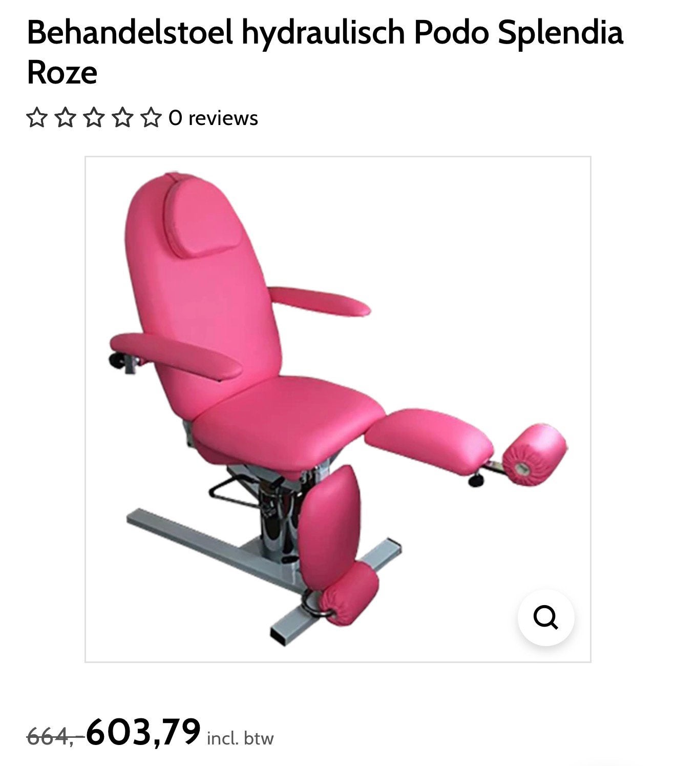 Podo Splendia hydraulische behandelstoel roze pedicurestoel, Sport en Fitness, Ophalen