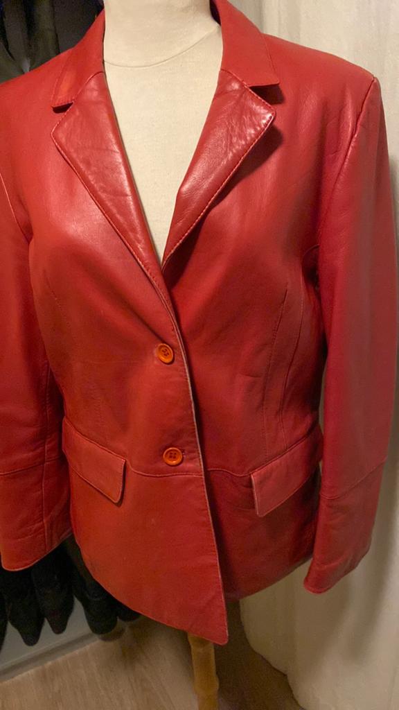 Rood leren blazer. Maat 40 zgan, Ophalen of Verzenden, Zo goed als nieuw, Maat 38/40 (M), Rood
