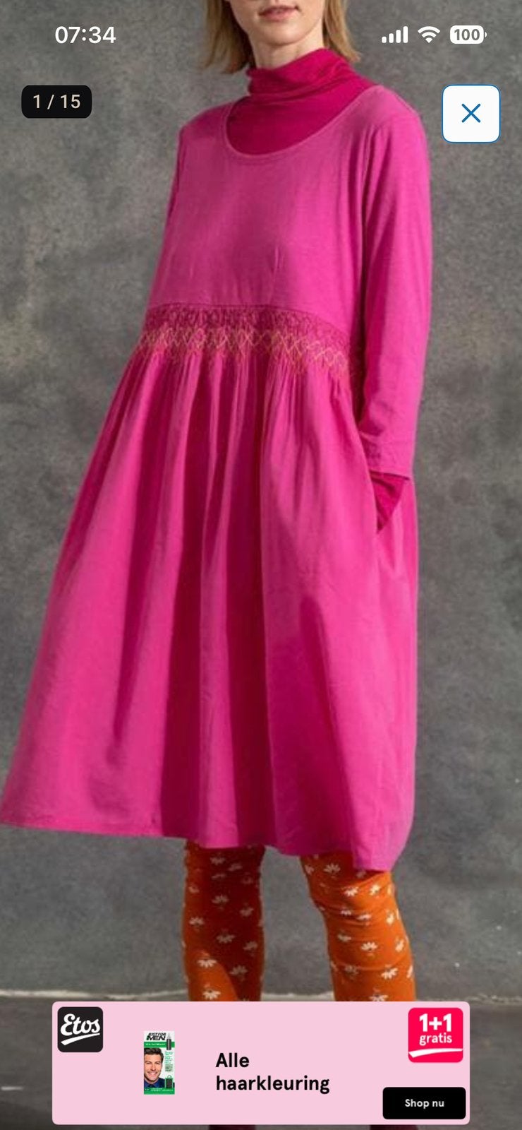 Roze jurkje van Gudrun Sjoden maat M, Maat 38/40 (M), Ophalen of Verzenden, Roze, Gedragen