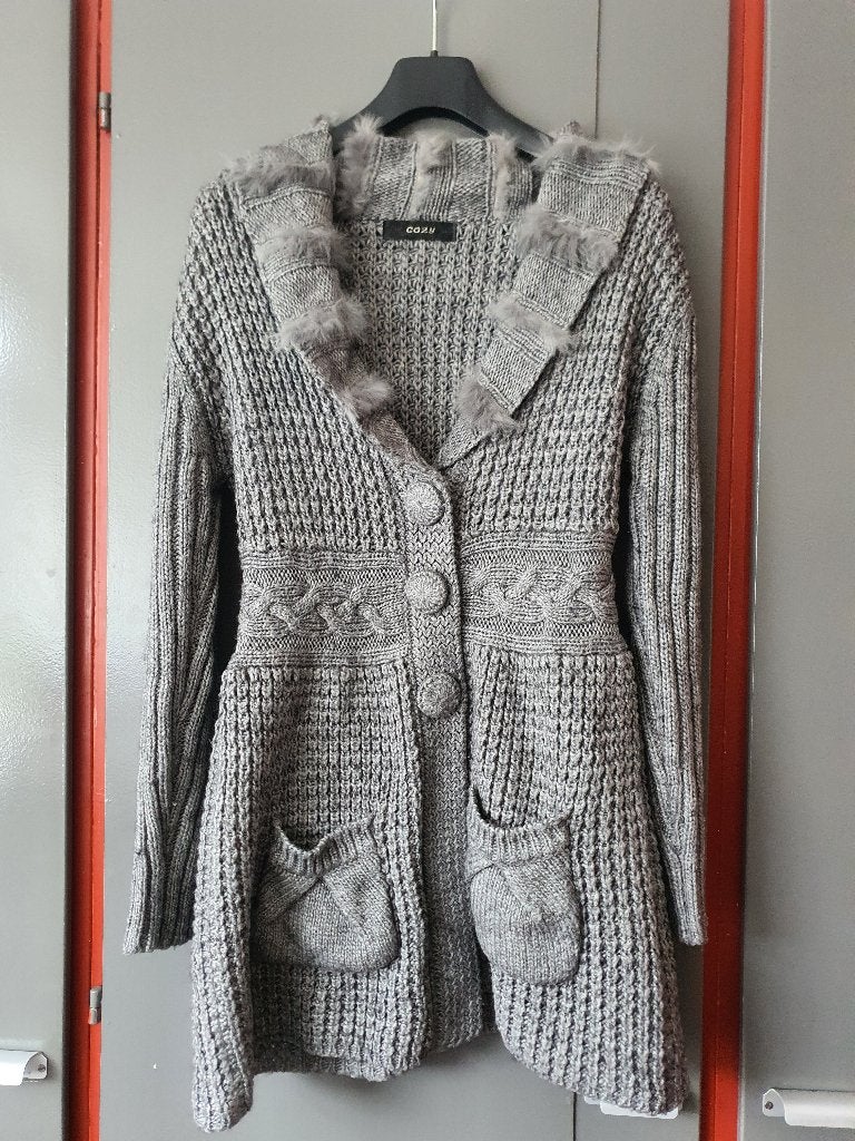100% wollen grijze cardigan – maat M, Ophalen of Verzenden, Zo goed als nieuw, Maat 38/40 (M), Grijs