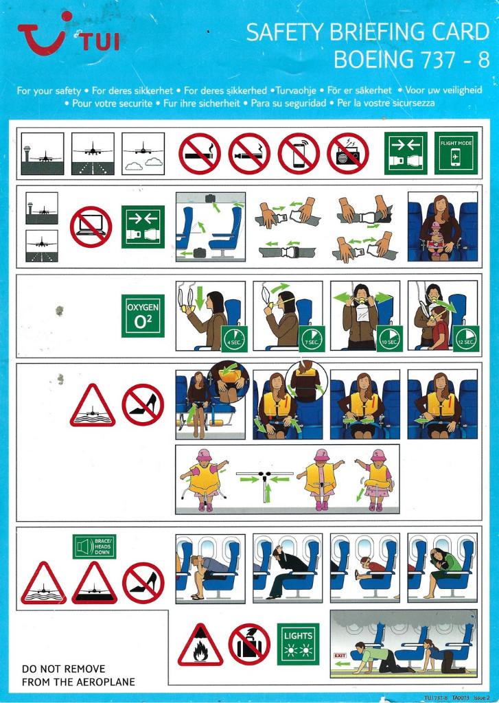 Safety Card - Tui Boeing 737-8, Ophalen of Verzenden, Gebruikt, Kaart, Foto of Prent