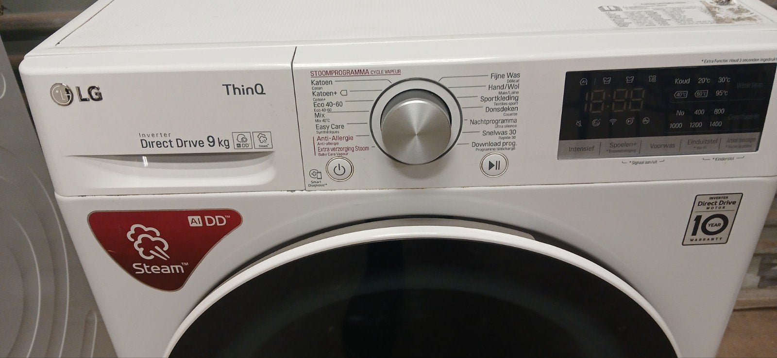lg wasmachine 9 kg met versleten lager, Witgoed en Apparatuur, Ophalen, 1200 tot 1600 toeren, Gebruikt, 8 tot 10 kg
