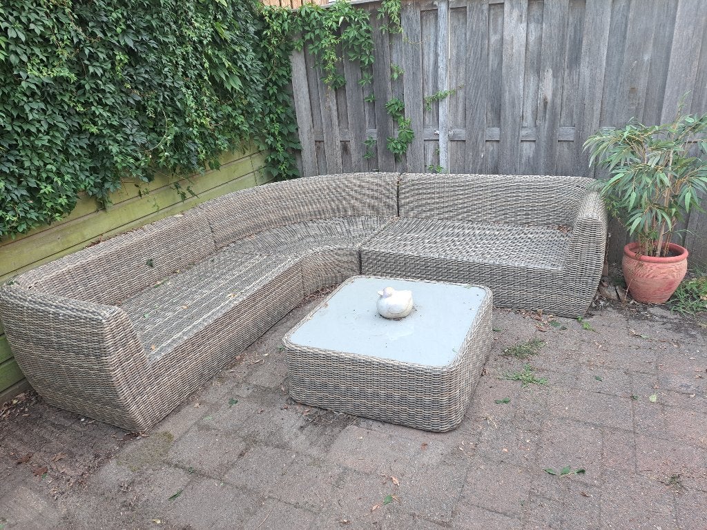 Leuk tuinset, Tuin en Terras, Tuinsets en Loungesets, Ophalen, 4 zitplaatsen, Gebruikt, Rotan
