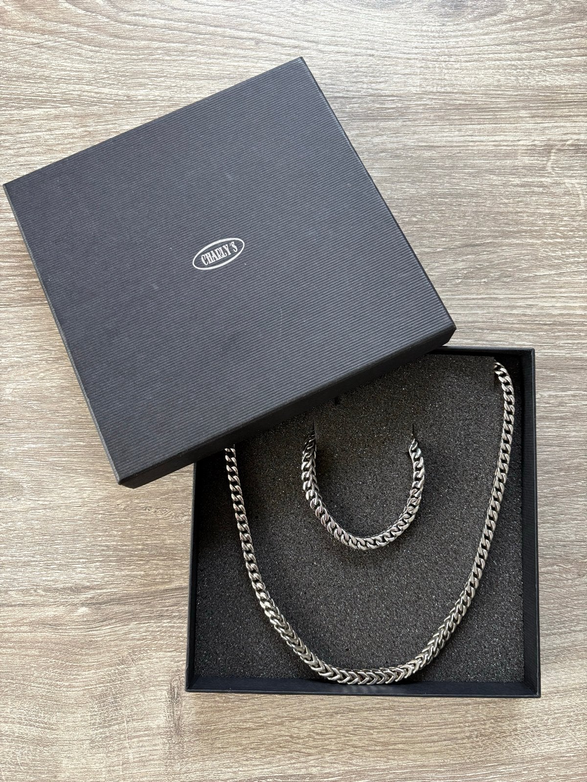 Ketting en armband set voor heren, Ophalen of Verzenden, Zo goed als nieuw, Zilver, Overige materialen