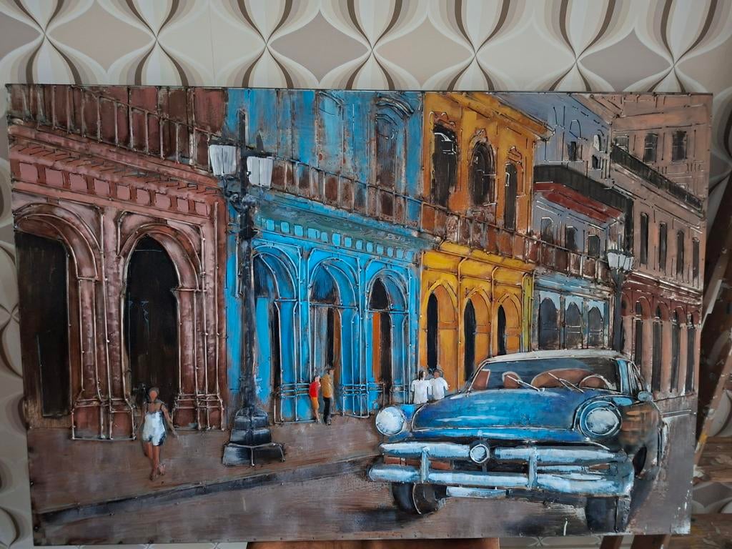 3D Metaal Schildrij Havanna Cuba 120x80 cm, Ophalen