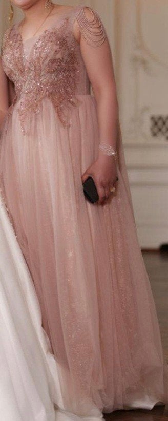 Elegante Roze Galajurk met Kralen - Maat M, Kleding | Dames, Jurken, Maat 38/40 (M), Ophalen of Verzenden, Zo goed als nieuw, Roze