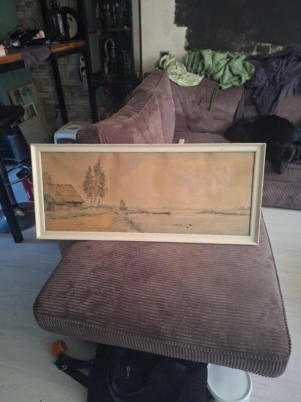 Schilderij Piet Zonneveld - Landschap met boerderij, Antiek en Kunst, Ophalen, Landschap, Klassiek, Aquarel