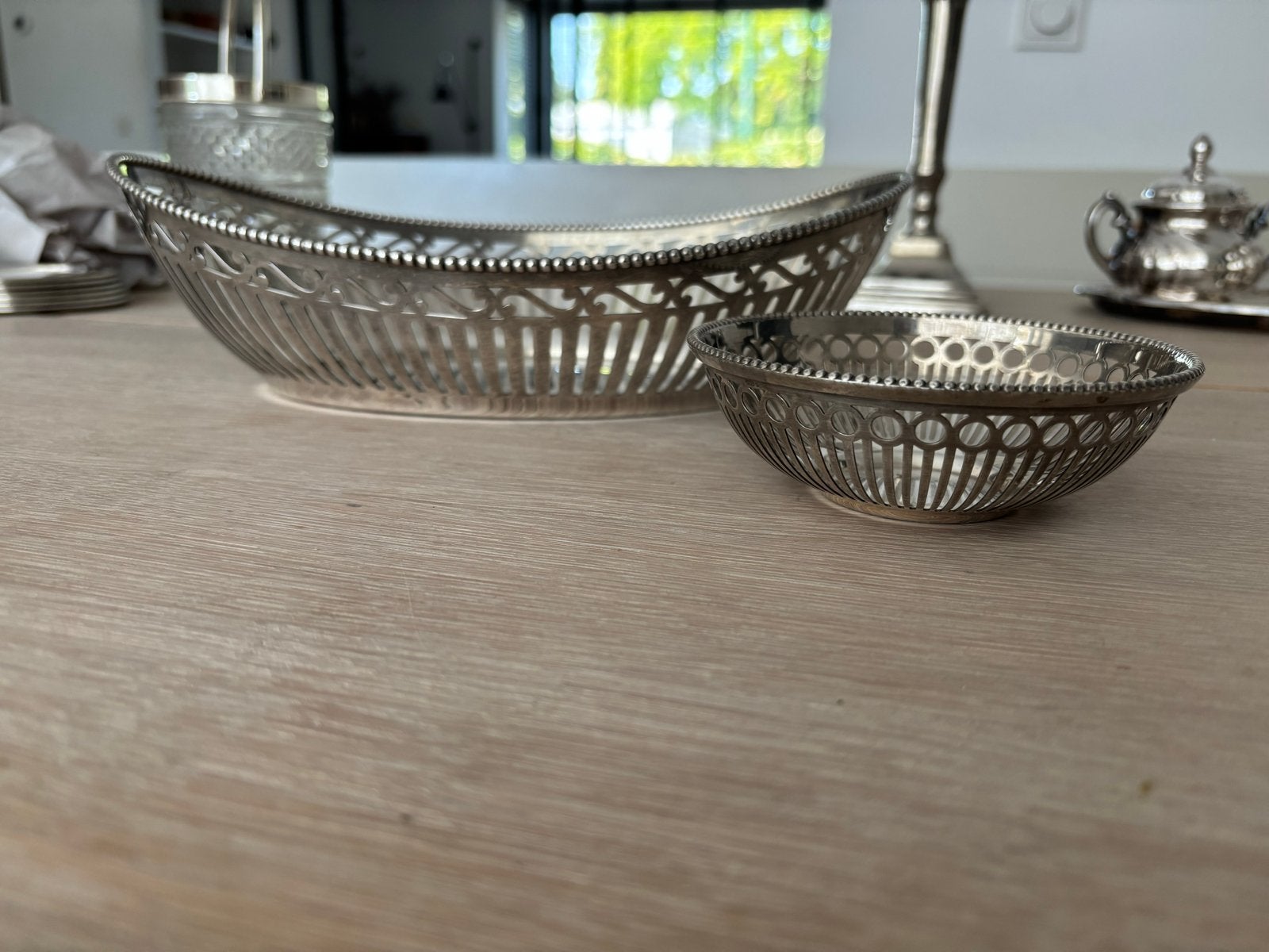 Set van 2 verzilverde schalen, vintage decoratie, Ophalen of Verzenden