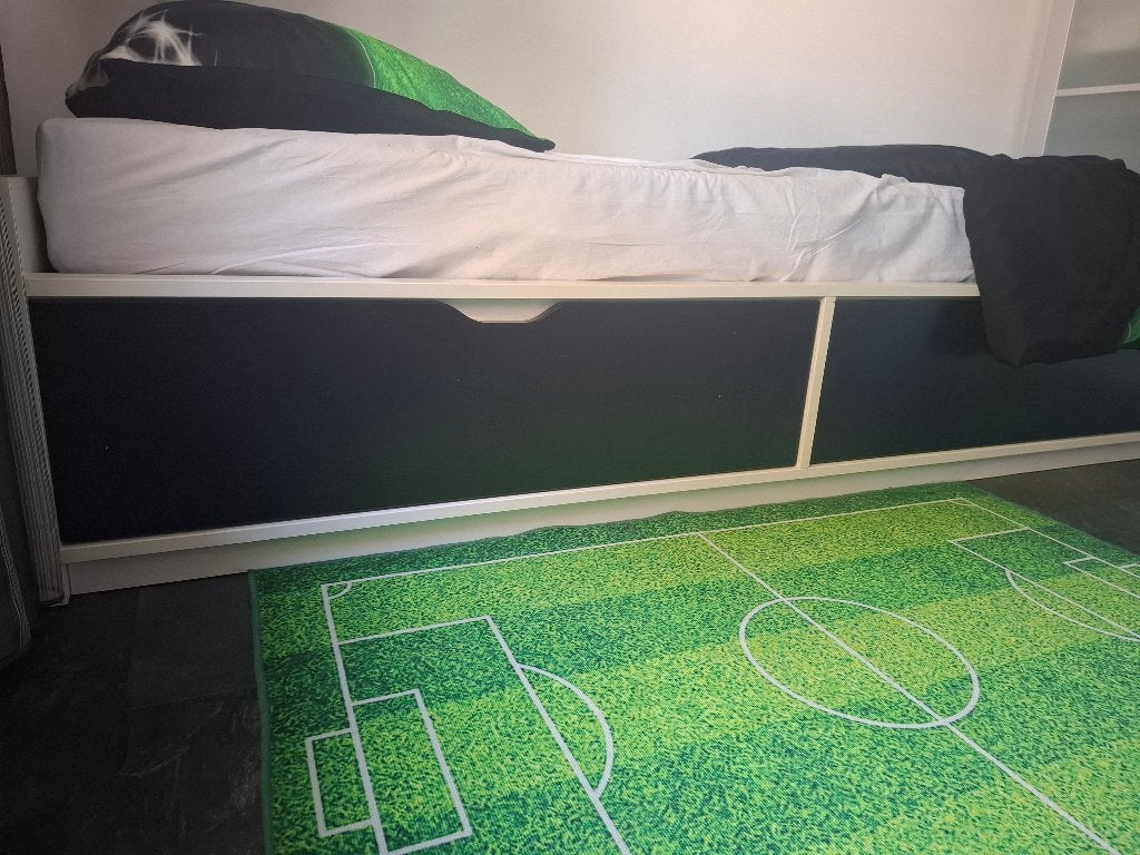 Bed 90x200 met lades + nieuwe lattenbodem en matras, Ophalen, Gebruikt, 90 cm, Eenpersoons