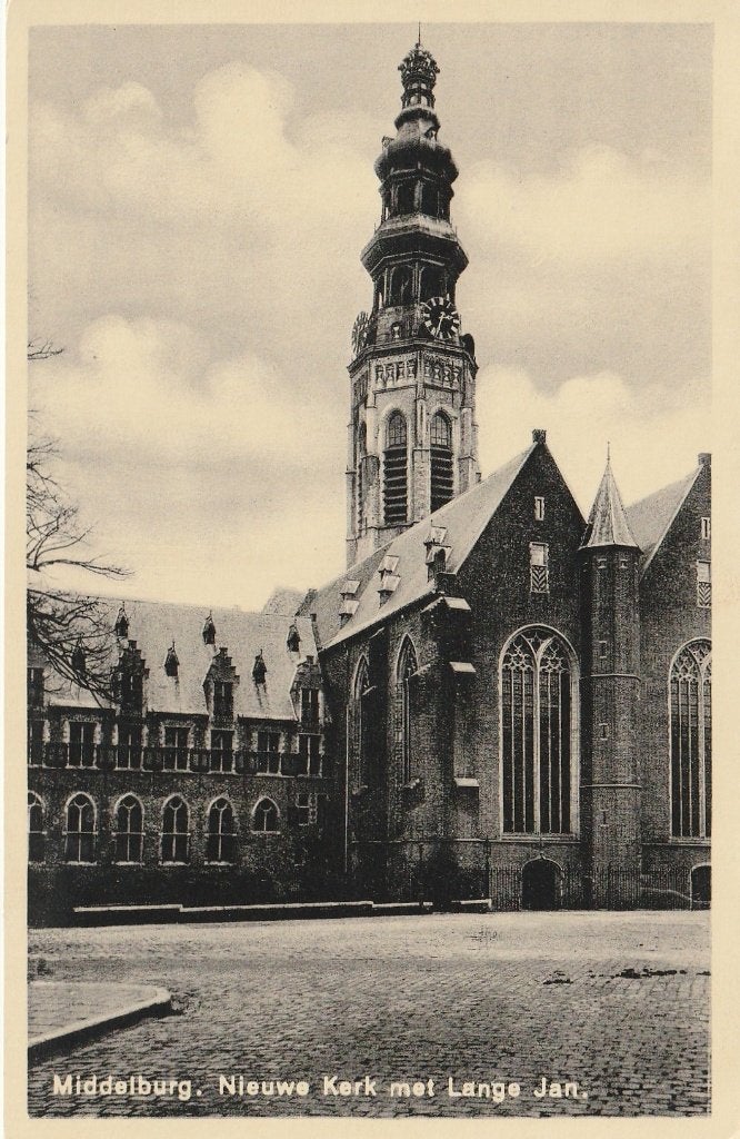 MIDDELBURG Nieuwe Kerk met Lange Jan, Verzenden, 1920 tot 1940, Gelopen, Zeeland