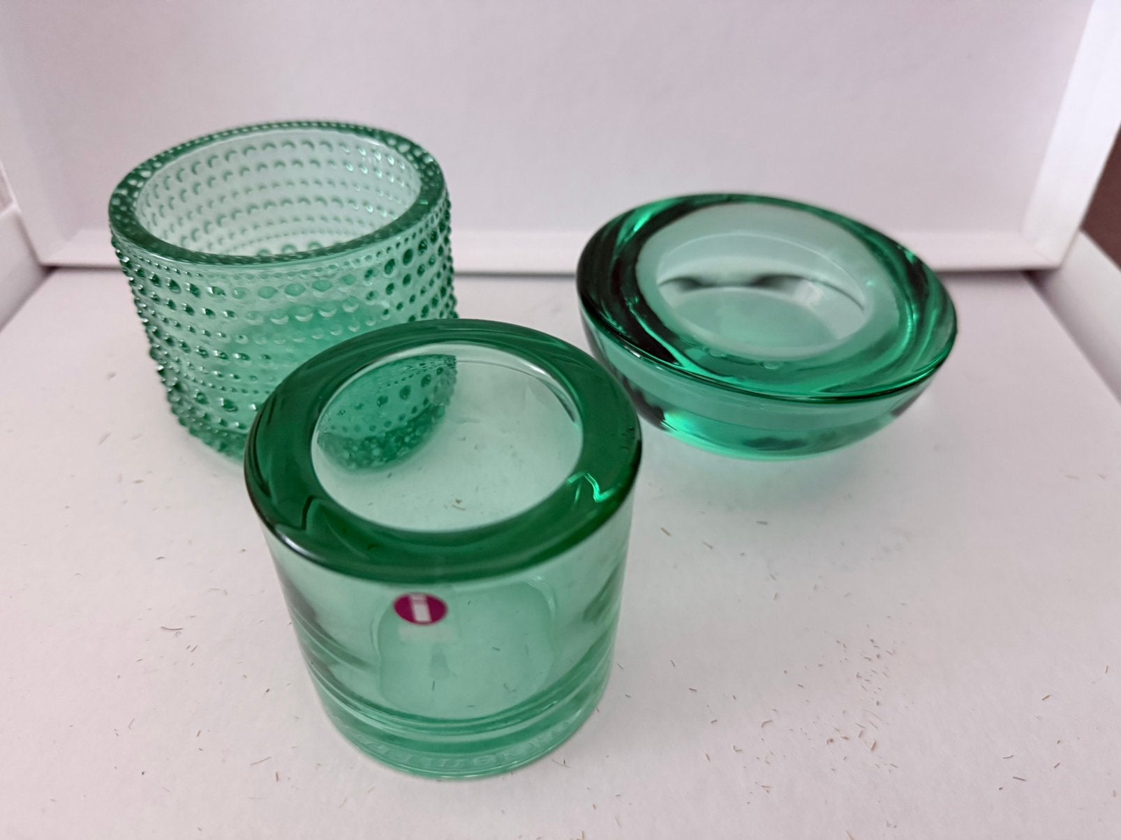 Set van 3 vintage Iittala sfeerlichten, Ophalen of Verzenden, Kandelaar, Groen, Glas