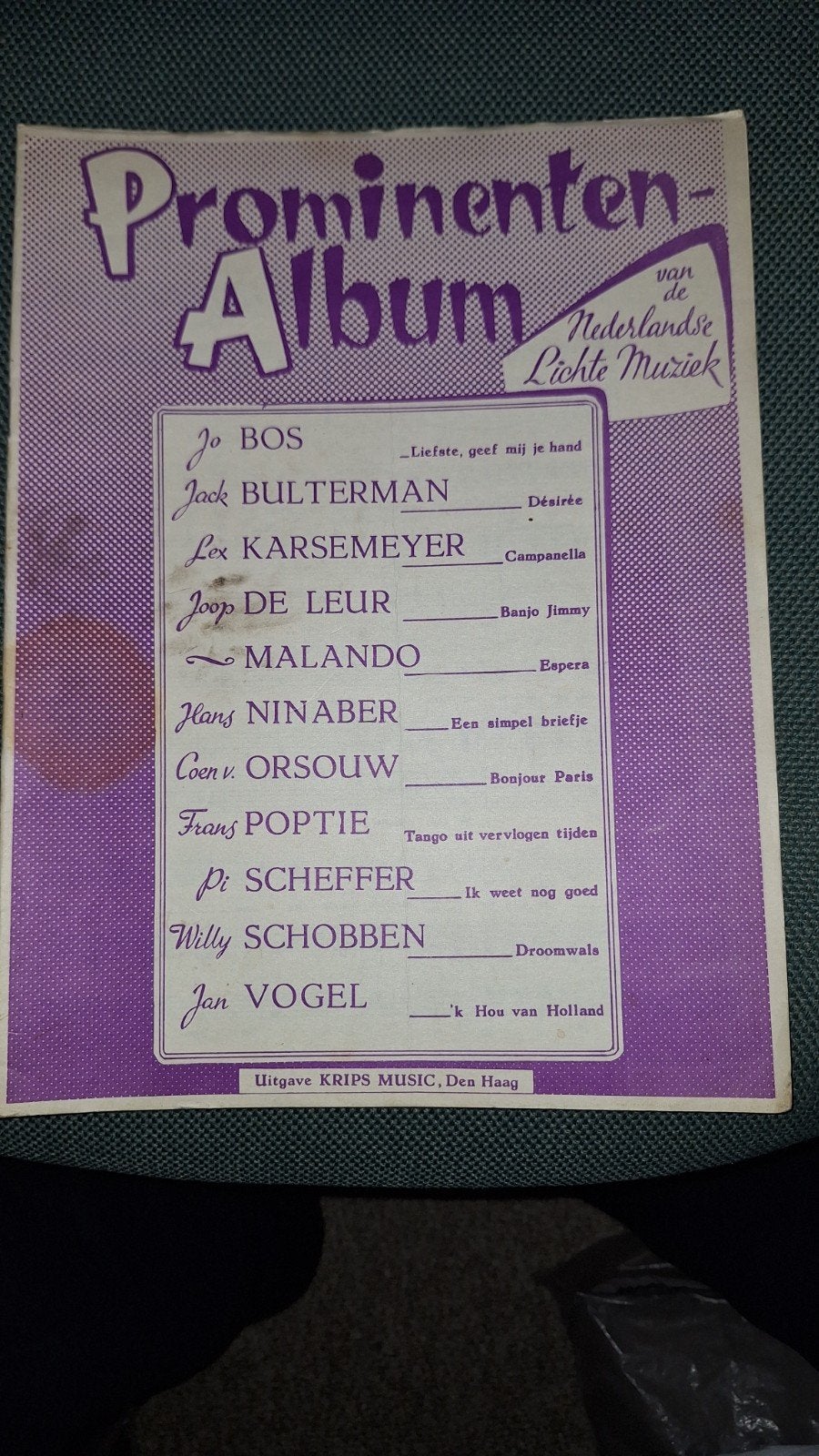 Prominenten Album - Nederlandse Lichte Muziek, Piano, Overige genres, Overige soorten, Ophalen of Verzenden