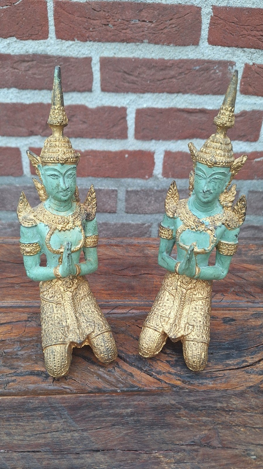 Set bronzen thaise tempanom beelden, Ophalen of Verzenden, Zo goed als nieuw