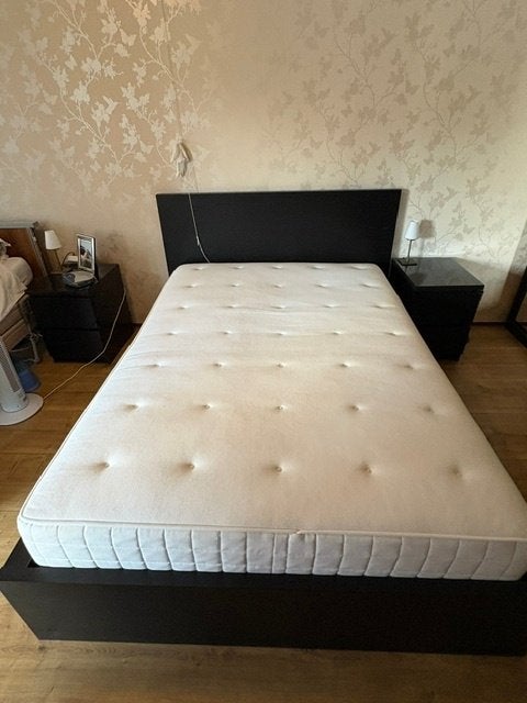 Malm bed 140 x 200 cm, Ophalen, Verstelbaar, Zwart, Tweepersoons