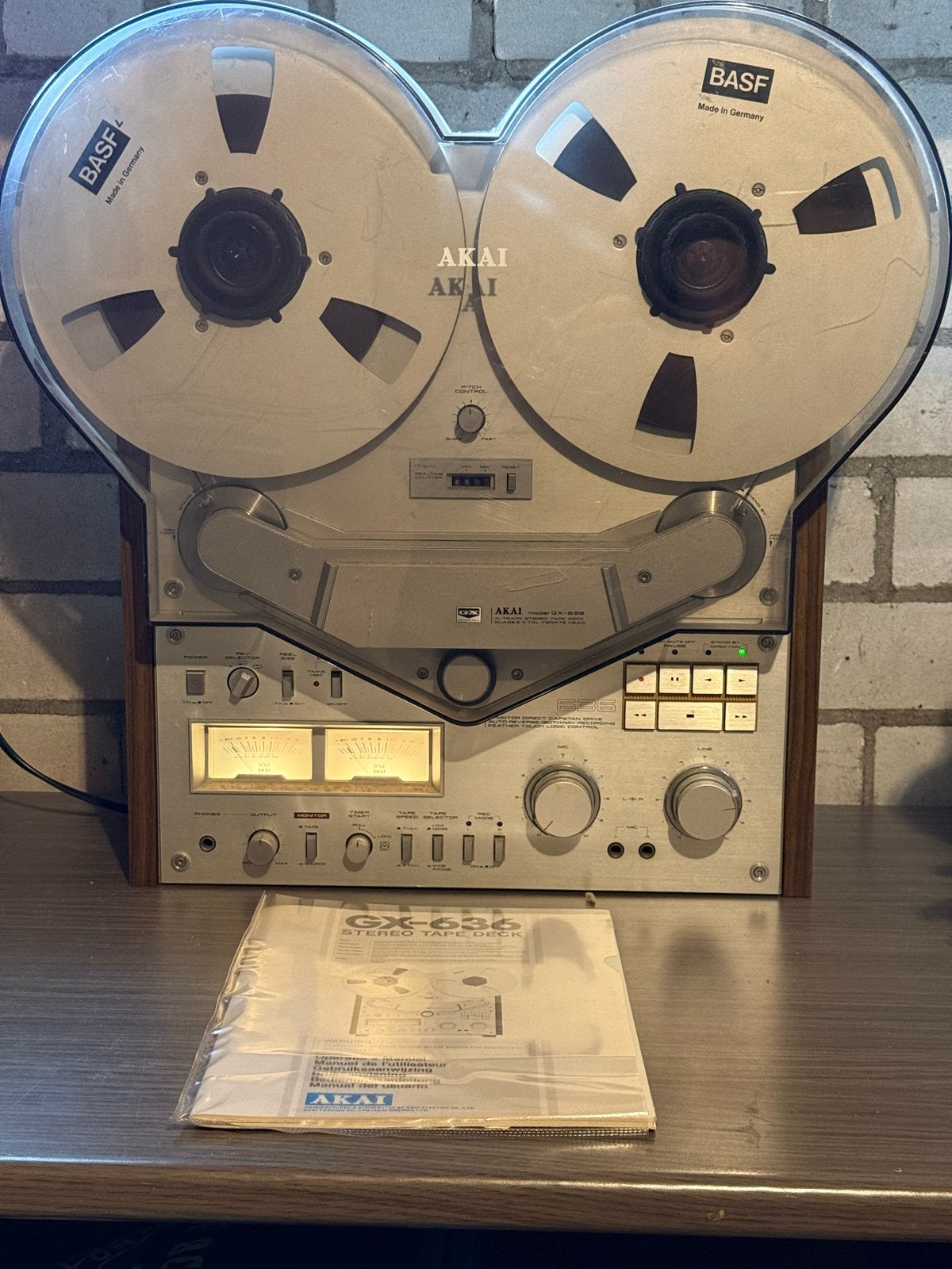 Akai GX-636 Stereo Tape deck Bandrecorder met handleiding, Ophalen, Bandrecorder, Met banden