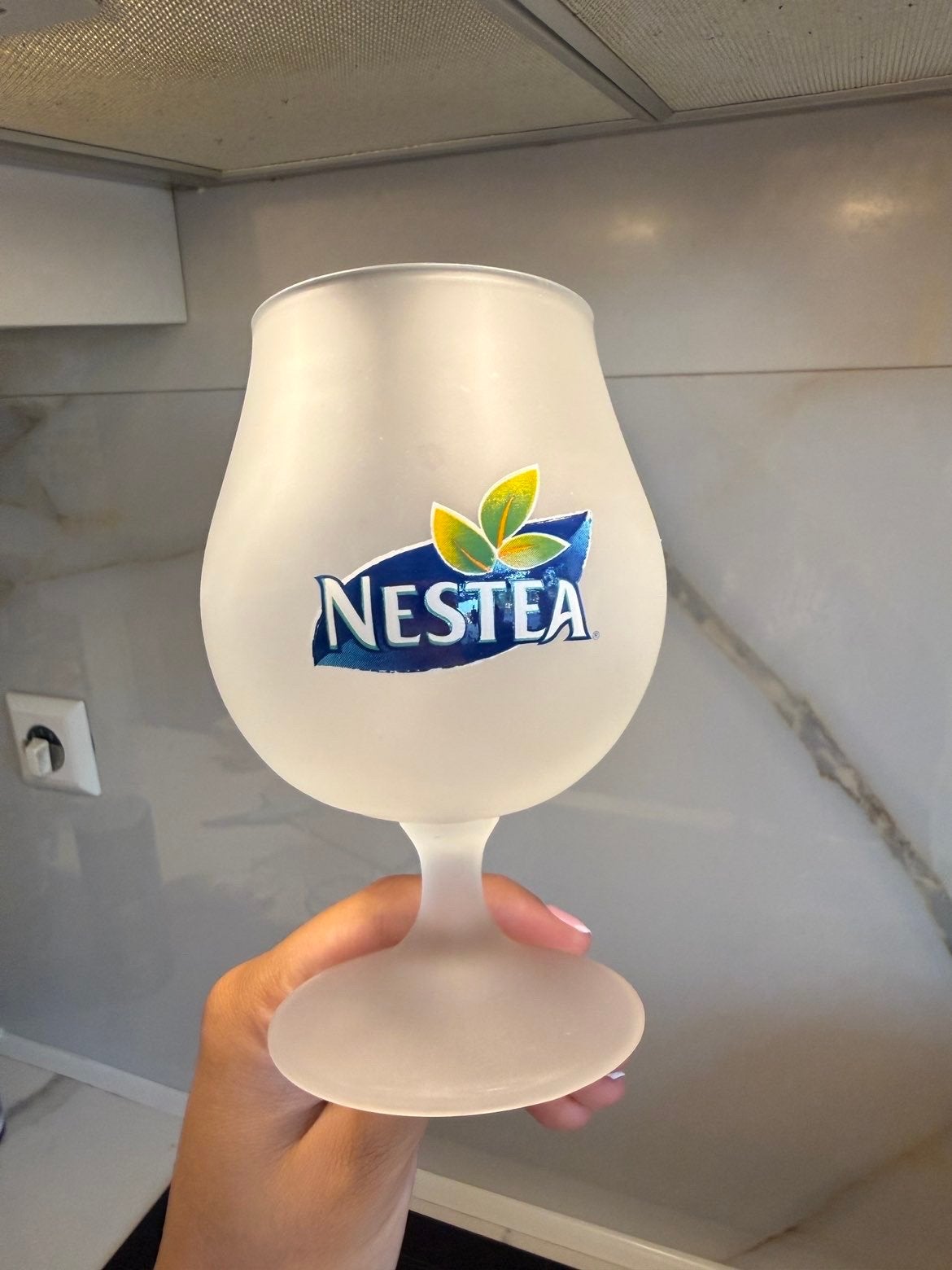 24 Nestea Iced Tea Glas - Matglazen Beker, Ophalen, Zo goed als nieuw, Wit, Overige merken