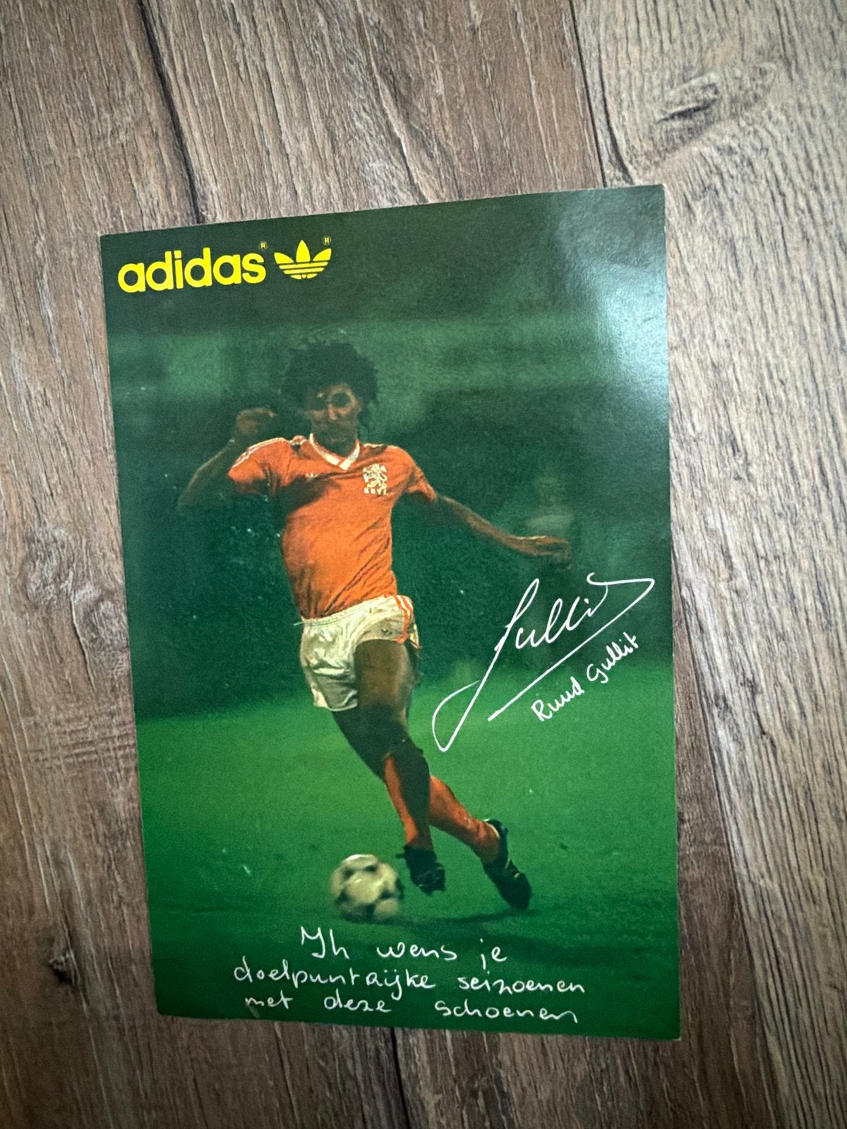 Vintage Ruud Gullit Adidas Voetbalschoenen kaart, Ophalen of Verzenden, Zo goed als nieuw, Overige sporten, Poster, Plaatje of Sticker