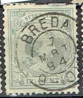 Nederland 1891 nr 38 Prinses Wilhelmina BREDA, Verzenden, Gestempeld, Koningshuis