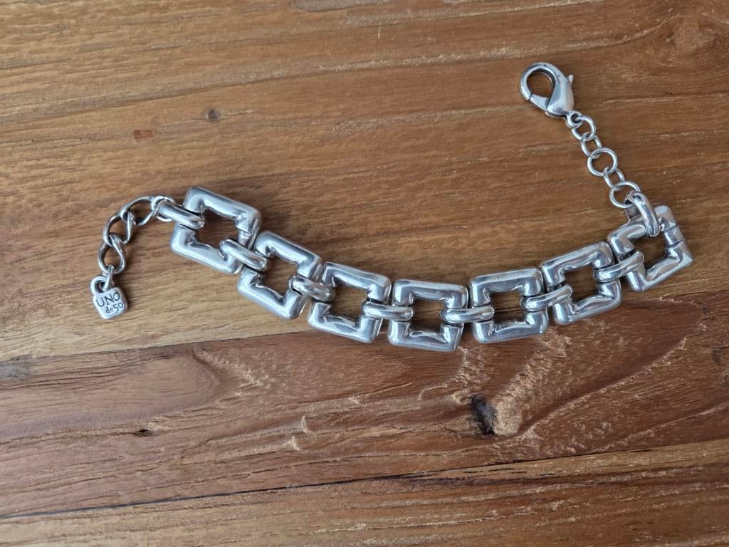 uno de 50 unisex armband, Sieraden, Tassen en Uiterlijk, Armbanden, Verzenden, Zo goed als nieuw, Zilver, Staal