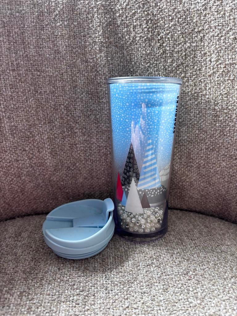 Starbucks Tumbler met Winterse Bergen en Sneeuw, Kunststof, Ophalen of Verzenden, Zo goed als nieuw, Overige merken