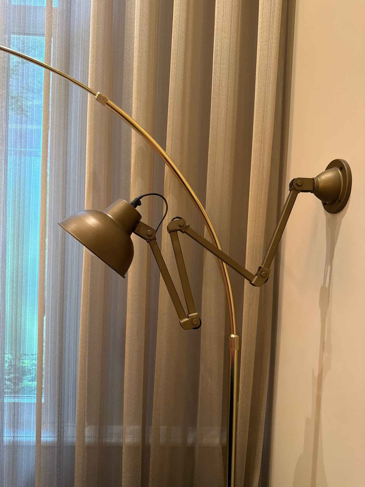 Industriële bronzen/gouden wandlamp van Lampenlicht, Ophalen, E27 (groot), Zo goed als nieuw, Verstelbaar