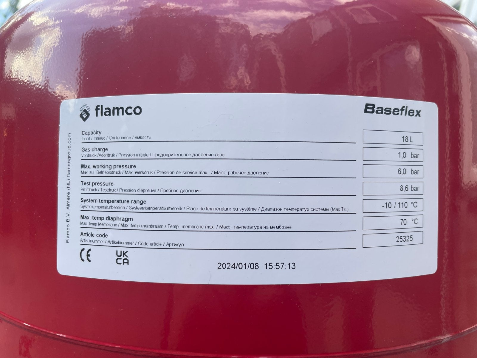 Flamco Baseflex Expansievat 18L - Nieuw in doos 3 stuks., Ophalen, 30 tot 80 cm, Overige typen, Nieuw