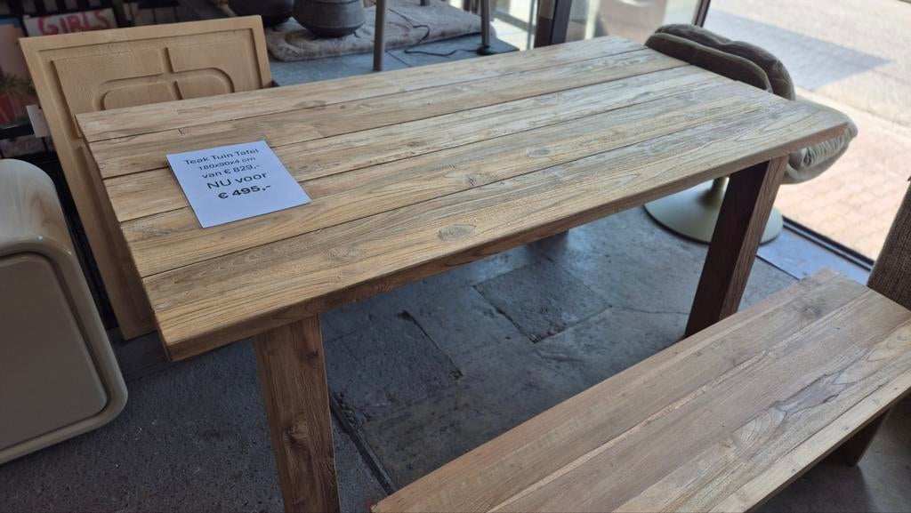 Teak Tuin Tafel 180x90x4 cm - Nieuw, Ophalen, Nieuw, Rechthoekig, Teakhout