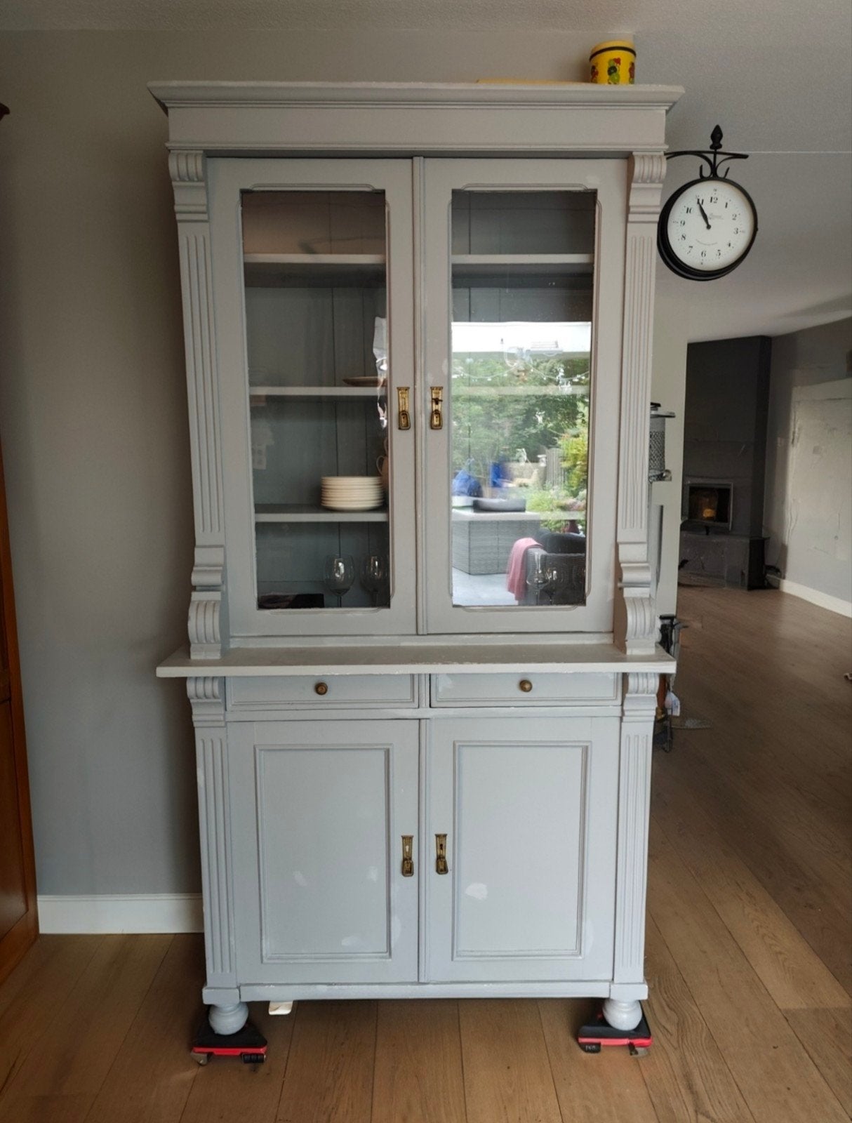Mooie antieke grijze buffetkast, Ophalen, Gebruikt, 200 cm of meer, Landelijk, vintage